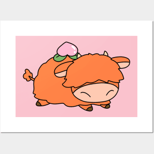 Peach Fruit Highland Cow Posters and Art